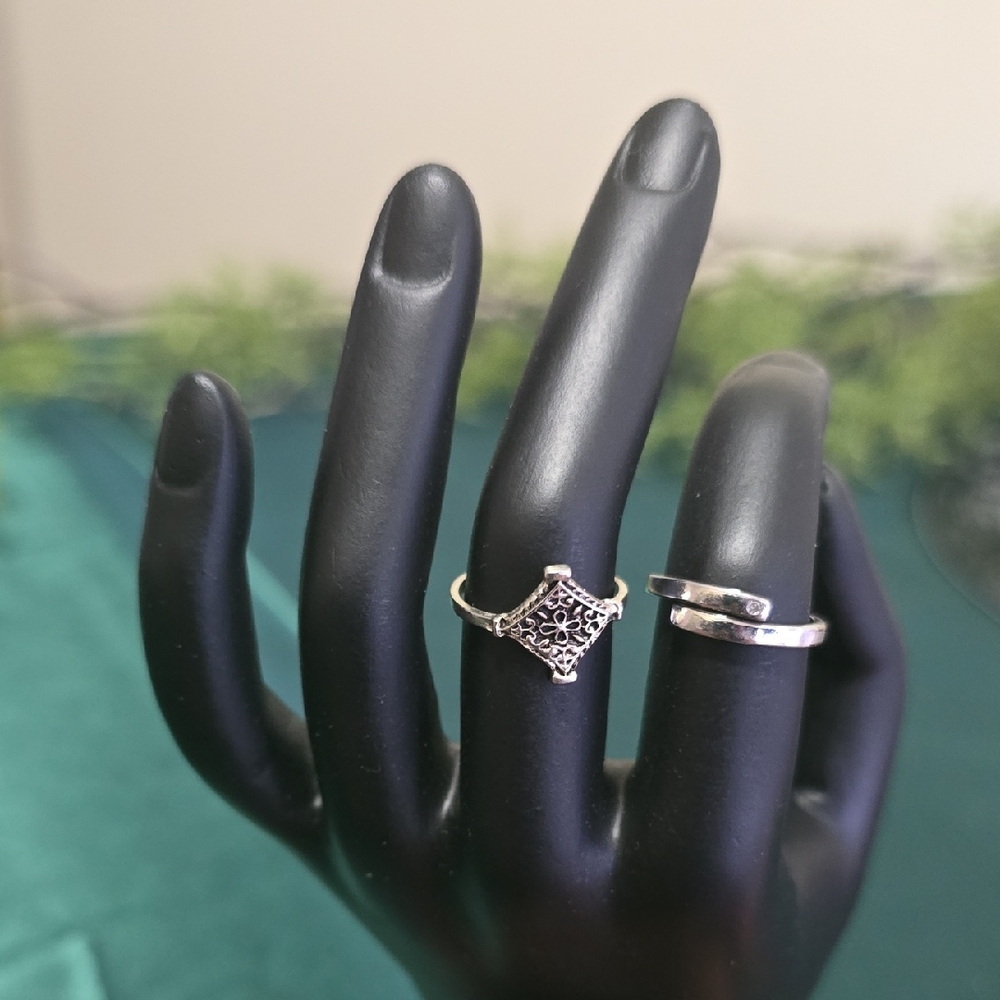 Elegant Silver Adjustable Ring Set